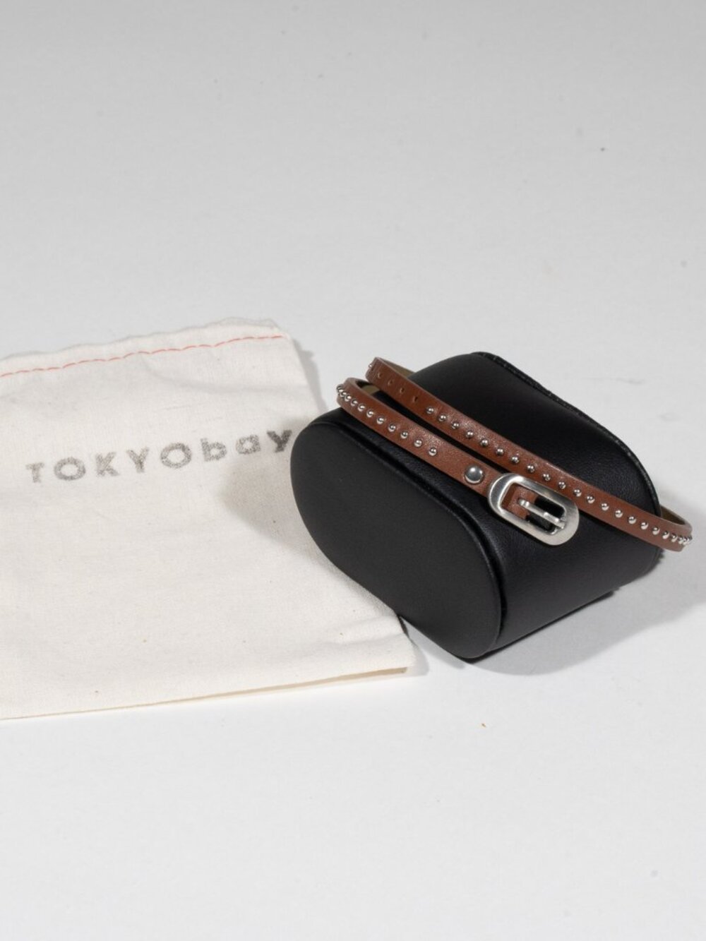 Tokyobay Brown Leather Studded Wrap Bracelet